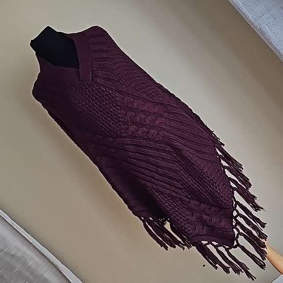 Torrid Poncho Shawl Pullover Burgundy Red One Size - Picture 5 of 11